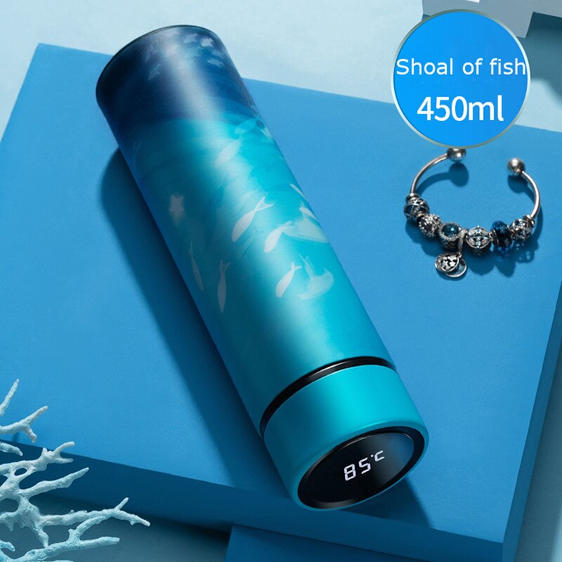 450ML Smart Thermos Water Bottle Led Digital Temperature Display Stainless Steel Coffee Thermal Mugs Intelligent Insulation Cups