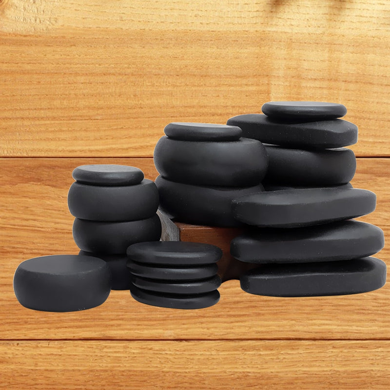 Tontin 20 teile/satz Hot Stone Massage Set Heizung Box Lindert Stress Rückenschmerzen Gesundheitspflege Lava Basalt Runde Massagewerkzeug Steine