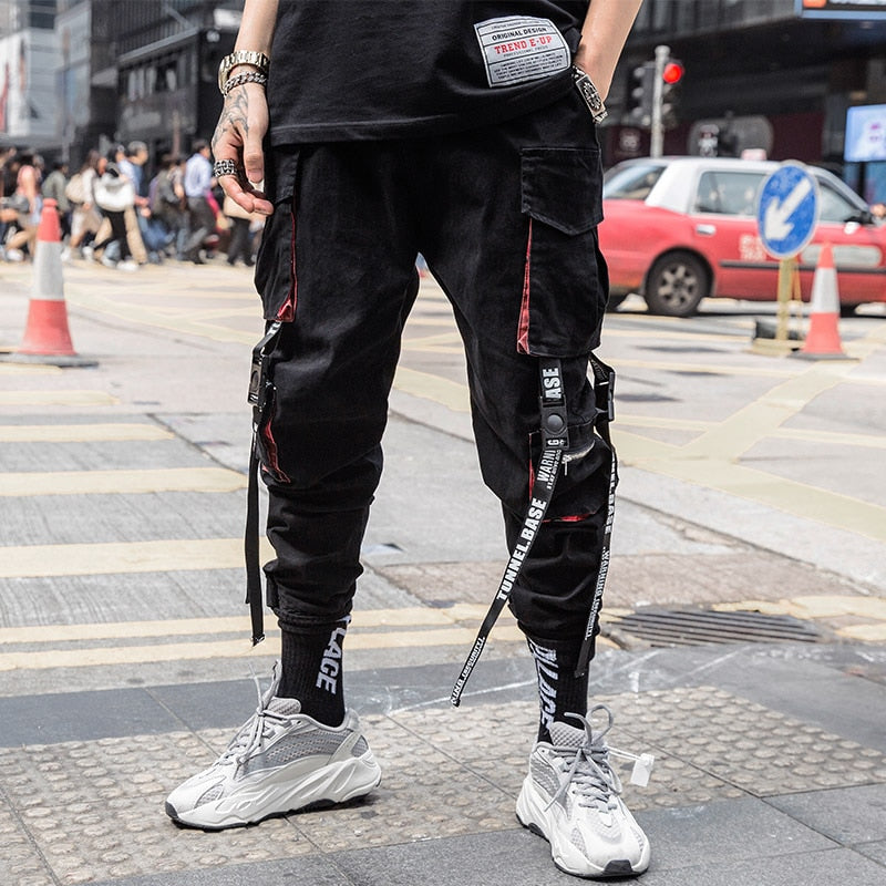 Pantalones Cargo negros de estilo Hip Hop para hombre, ropa de calle, pantalones de chándal de algodón, pantalones bombachos informales, pantalones Harajuku de verano para hombre 2020