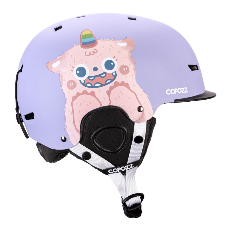 COPOZZ Cartoon Kinder Kinder Skihelm Integral geformter Outdoor-Sportschutz Snowboardhelm Damen Skiausrüstung