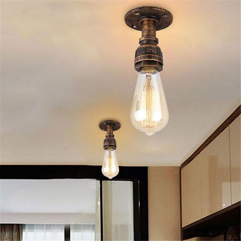 Rustic pipe ceiling lights Vintage E27 Loft surface mounted ceiling light fixtures Industrial iron pipe lamps promotion