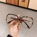 Green Clear Print Square Anti-blue Light Eyeglasses For Women Alloy Leopard Oversize Computer Myopia Glasses Frame Female Shades