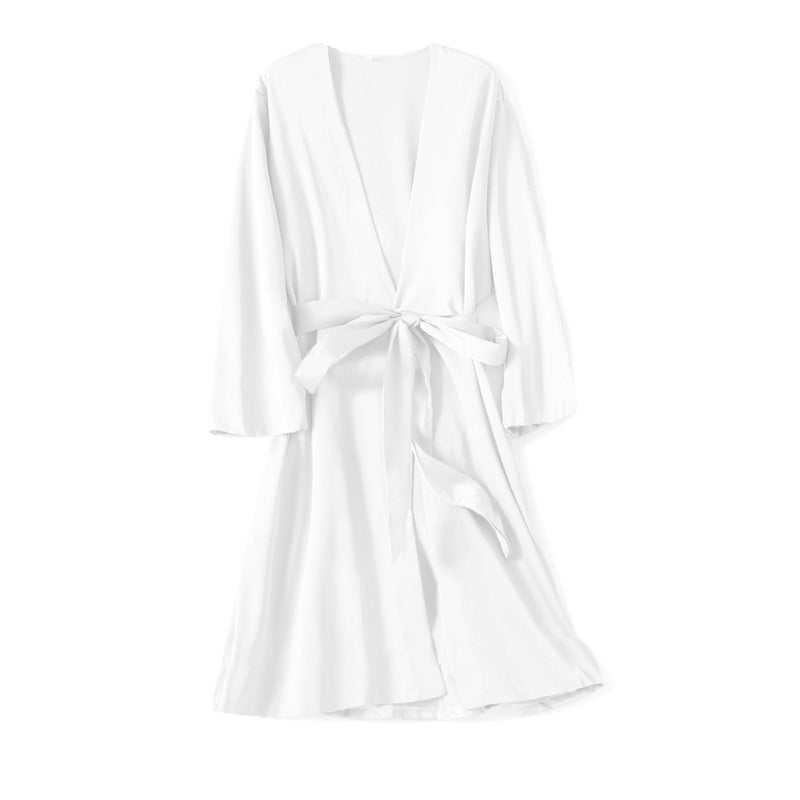 Satin Robe Female Intimate Lingerie Sleepwear Silky Bridal Wedding Gift Casual Kimono Bathrobe Gown Nightgown Sexy Nightwear