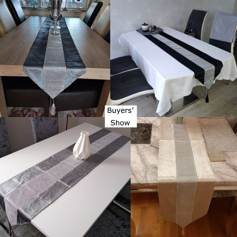 Solid Color Diamond Table Runners Modern Table Runner For Wedding Party Chirstmas Decoration Home Table Cloth Hotel Tablecloth