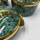 3Pcs/ Set 1.5/2/ 2.5 Liters Marble Green Stainless Steel Food Warmer Container Lunch Box Freshness Preservation Portable Storage