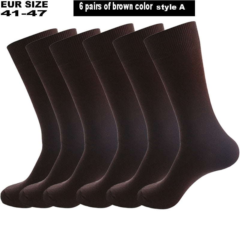 6 Pairs/Lot Large Size Men Socks Cotton Long Business Compression Harajuku Socks Winter Gentleman Sox Sokken Plus Size EU41-48