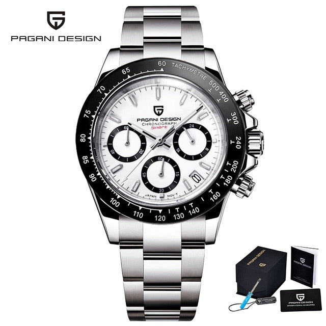 PAGANI DESIGN Men Quartz Wristwatch Luxury Sapphire Glass Sport Watch Rubber Strap Chronograph Watches Mens Japan VK63 Clock Man