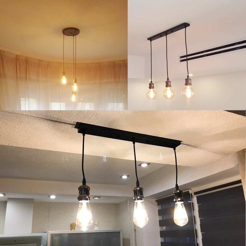 Retro Industrial Loft LED Bar Pendent Lamp E27 Socket Pendant lights Aluminum Dining Room Pendent Lights Kitchen Hanging Lamps