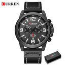 Relojes CURREN para hombre, marca de lujo, reloj de pulsera deportivo resistente al agua, cronógrafo, cuarzo, militar, cuero genuino, reloj Masculino