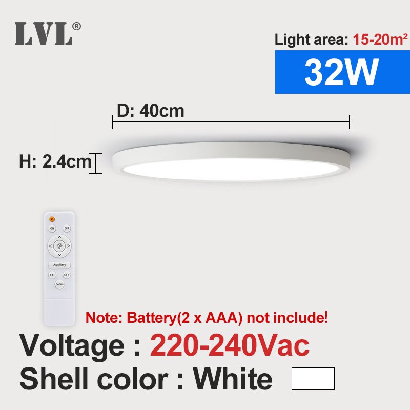 Luz de techo Led con Control remoto moderno, grano de madera dorada, 24W, 32W, dormitorio, sala de estar, cocina, baño, lámpara de techo regulable RC