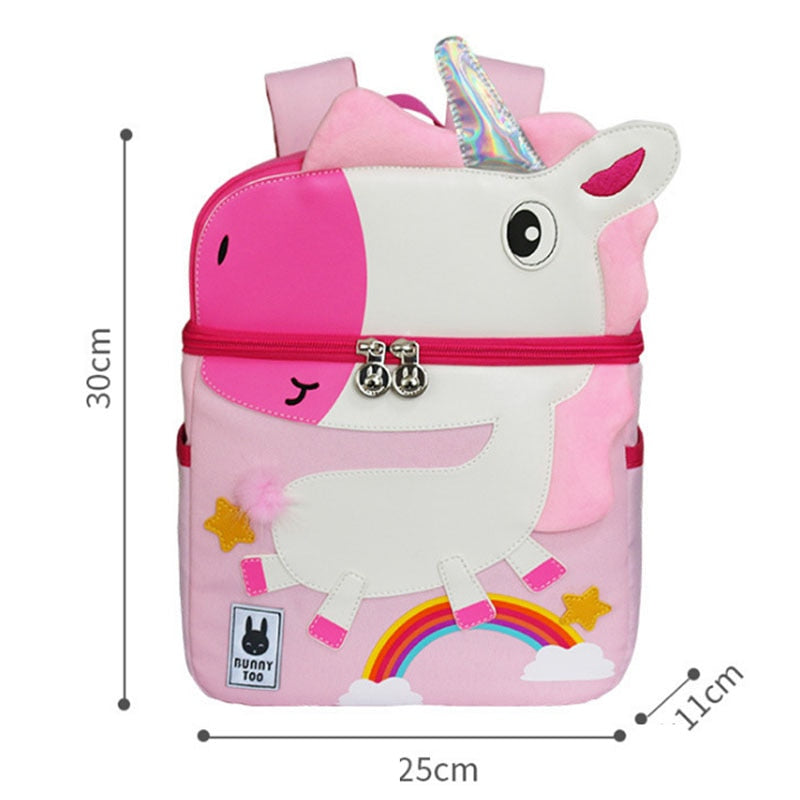 Kid Unicorn Rucksack Cute 3D Cartoon Dinosaurier Anti-Lost Kindergarten Orthopädische Schultasche für Mädchen Kinder Mochila Bookbag