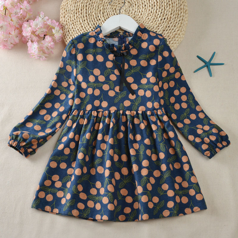 2022 Spring Autumn Girl Dress Cotton Long Sleeve Children&