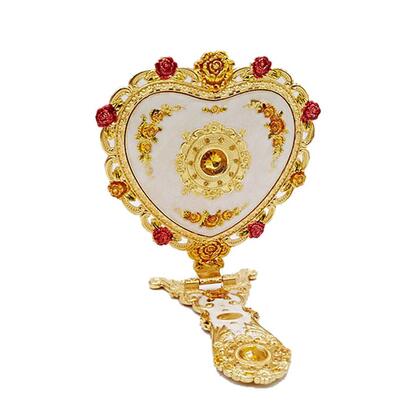 European Vintage Heart Shape Hand Mirror Makeup Mirror Frame Pocket Mirror Heart Mirror For Girl Gift  J034