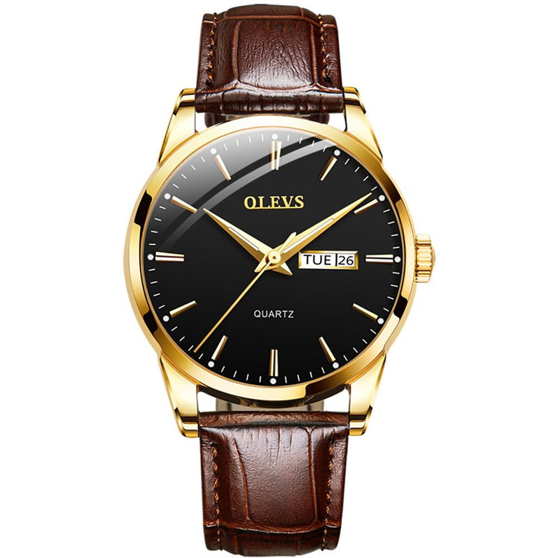 OLEVS Top Brand  Men Classic Quartz Waterproof Watch Leather Strap Business Popular Casual Men Watch