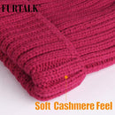 FURTALK, gorro de invierno para mujer, gorro con forro polar, gorro de invierno tejido para mujer y niña, rojo, negro, blanco, rosa y gris