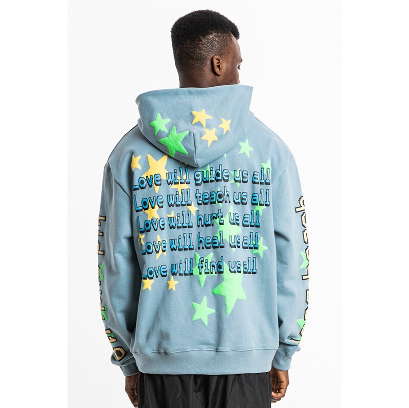 Five Star Letter Print Luminous Stranger Things Hoodies Men and Women Hanrajuku Stretwear Oversize Sweatshirt Hip Hop Hoody