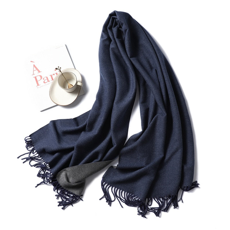 Winter-Kaschmir-Schal-Frauen-dicke warme Tücher wickelt Dame feste Schal-Art- und Weisequasten-Pashmina-Decke-Qualitäts-Foulard 2022 neu ein