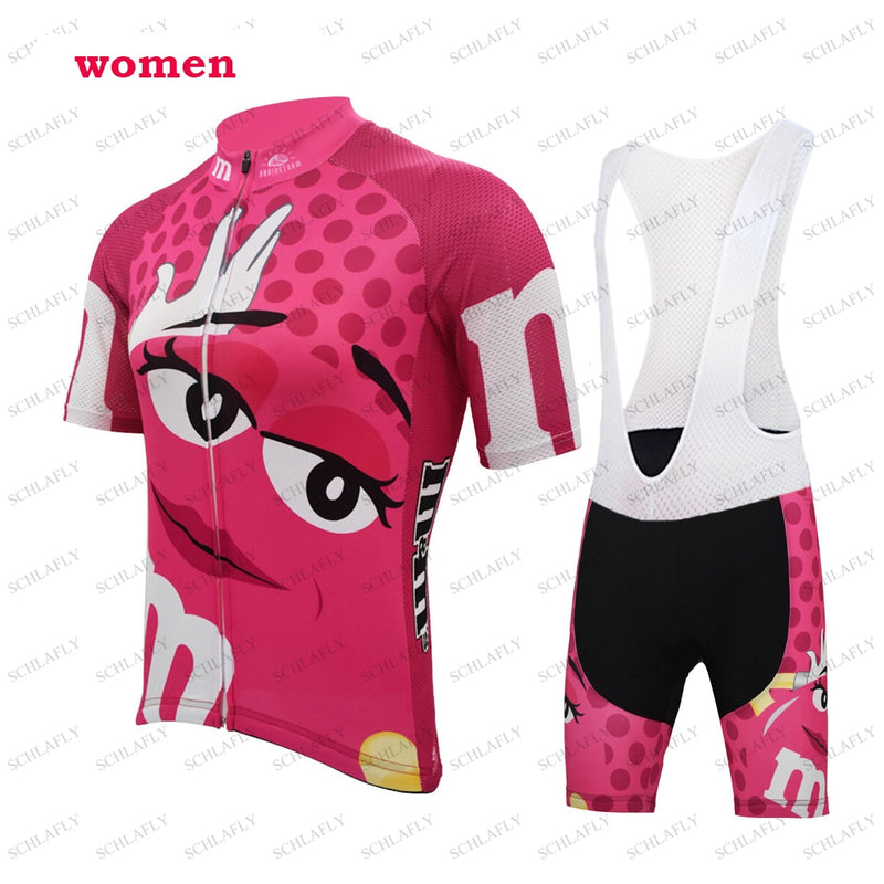 pink cycling jersey set short sleeve summer bike wear jersey bib shorts 9D gel Pad cycling clothing mtb ropa Ciclismo