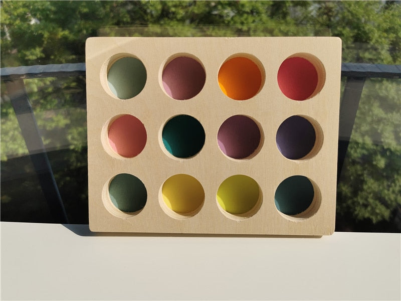 6/12 Stück gehäkelte hölzerne Regenbogenpuppen in Mützen für pastellfarbene, stapelbare Blöcke, natürliche Holzpuppe in Strickmütze, Montessori-Spielzeug