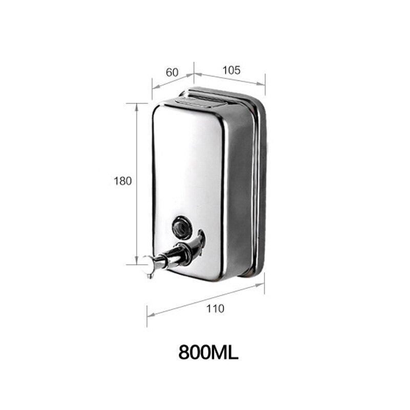Dispensador de jabón ROVOGO 500/800/1000Ml negro/espejo montado en la pared, dispensador de baño de acero inoxidable para Hotel en casa