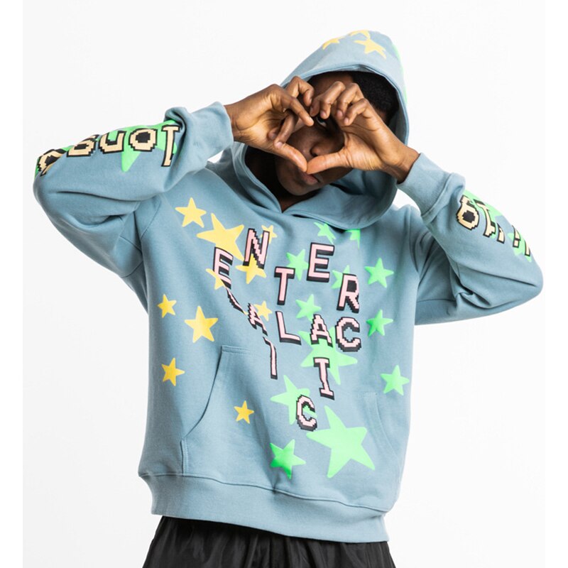 Five Star Letter Print Luminous Stranger Things Hoodies Men and Women Hanrajuku Stretwear Oversize Sweatshirt Hip Hop Hoody