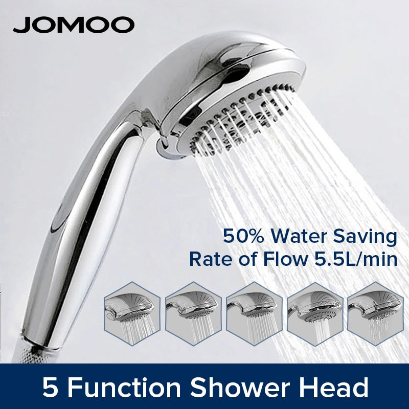 Bathroom Shower Head Water Saving Nozzle 5-Mode High Pressure Spray Settings Massage SPA Easy Cleaning Bathroom Accessories