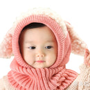 Korean Baby Knitting hats dog Ears winter Earflap Boys Girls Scarf Set Cute Warm Toddler Hat Kids Children Windproof Cap 0-4Y