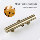 Thermostaic Temperature Bathroom Faucet Brushed Gold Brass Wall-Mount Rain Shower Head Hand Sprayer Two-Function Hot Cold Mixing