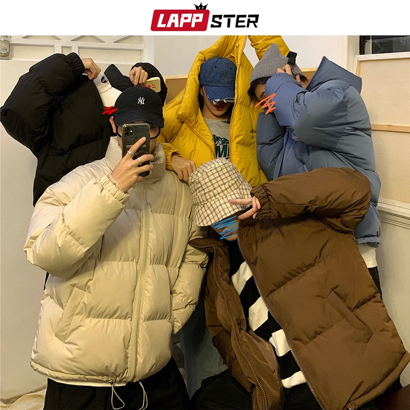 LAPPSTER Men Harajuku Colorful Bubble Coat Winter Jacket 2022 Mens Streetwear Hip Hop Parka Korean Black Clothes Puffer Jackets