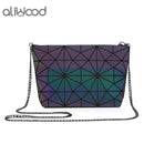Aliwood Brands Luminous Geometric Women bags Chain Shoulder Bags Clutches Travel Cases Makeup Holographic Female Messenger Bags