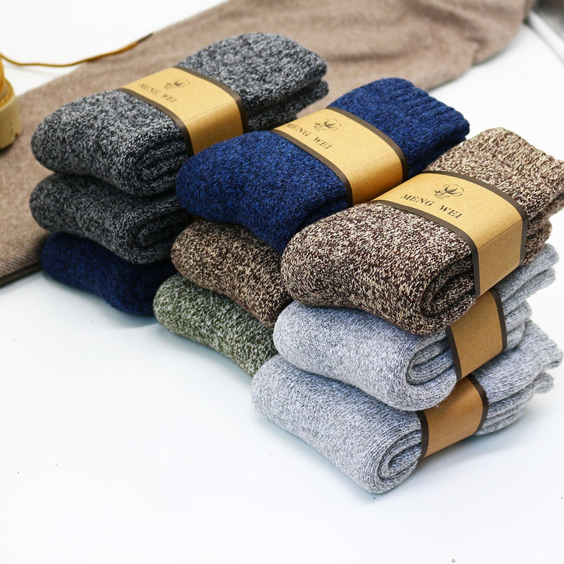 Calcetines de lana anticongelante informales de nieve Retro Harajuku de alta calidad súper gruesos y cálidos de invierno para hombre, 3 pares