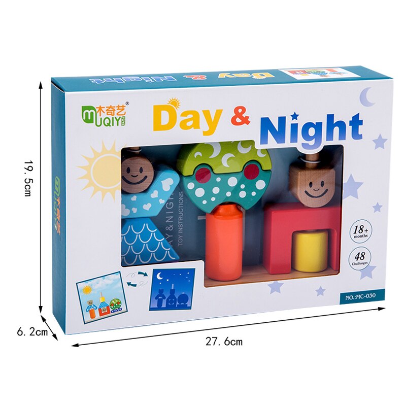 Juego de caja mágica de madera Montessori, juguetes educativos para niños, aprendizaje temprano, bloques de construcción de madera 3D, regalos de cumpleaños