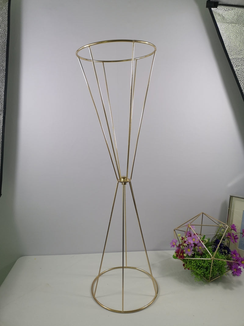 70CM/50CM Flower Vases Gold/ White Flower Stands Metal Road Lead Wedding Centerpiece Flowers Rack For Event Party Decoration