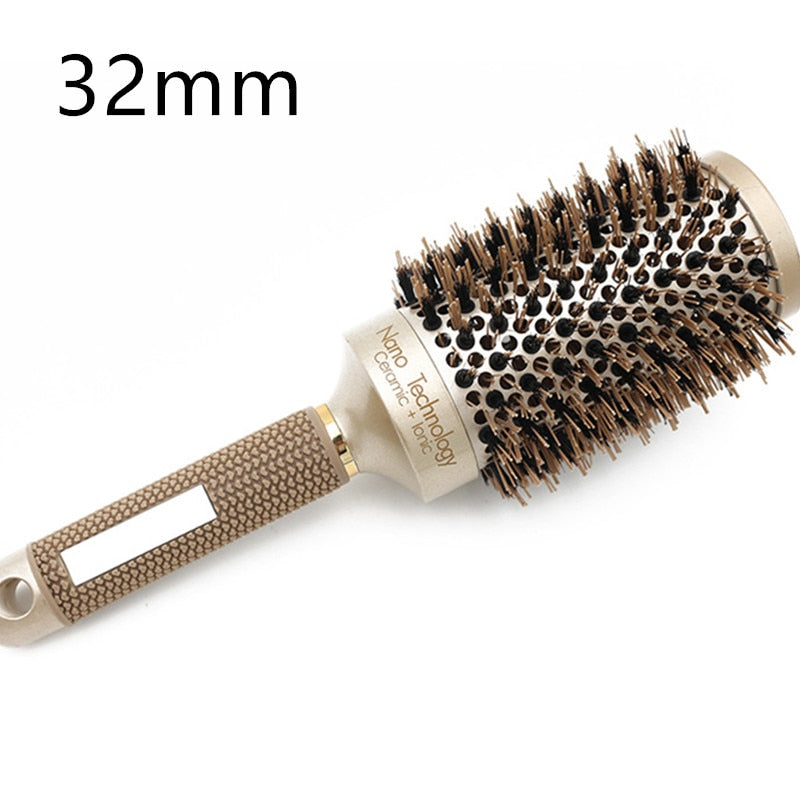 Professional 4 Sizes Round Hair Comb Hairdressing Curling Hair Brushes Comb Ceramic Iron Barrel Comb Salon Styling Tools 30#