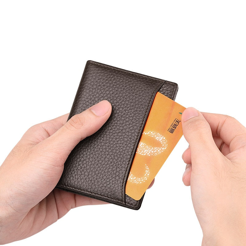 Kartenhalter aus Leder für Herren, ultradünne Kartentasche, Leder, weiche Mini-Kartenhülle, kleine Geldbörse, hochwertiger ID-Kartenclip
