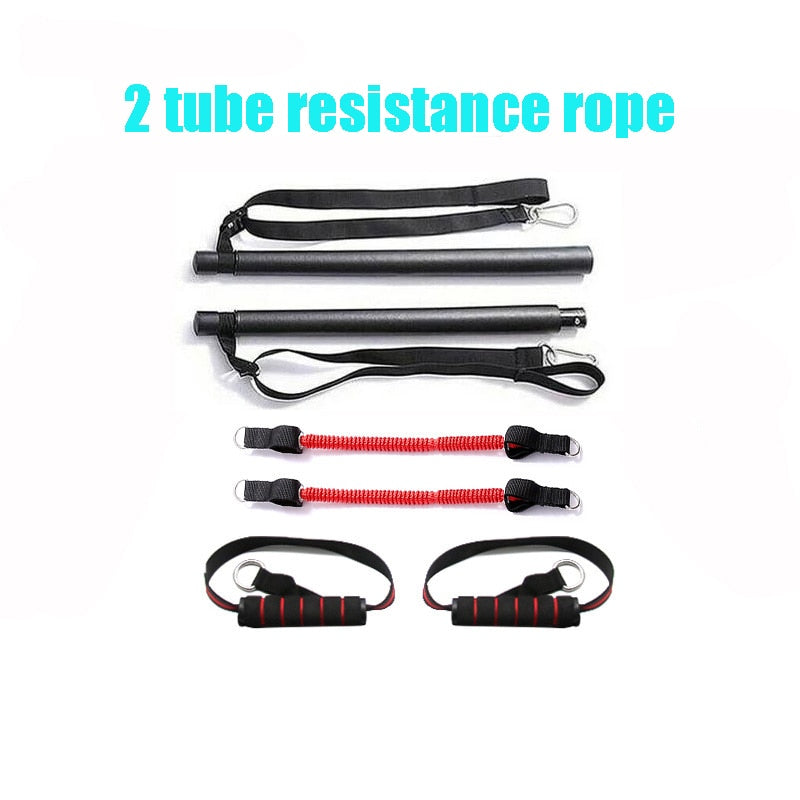 Resistance Band Pilates Stick Gym Exercise Muscle Power Tension Bar  Pilates Bar Home  Work Out Fitness Equipment