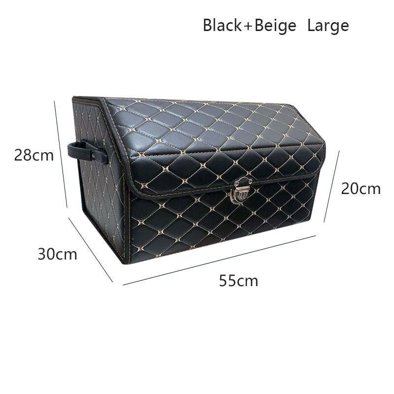 AUTOROWN PU Leather Trunk Organizer Box for Shopping Camping Picnic Home Garage Storage Bag Auto Interior Accessories S/M/L