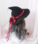 High Quality Lolita Halloween Lolita ROSE Large Bow Halloween Witch Cap Witch Hat Mo Nv Mao