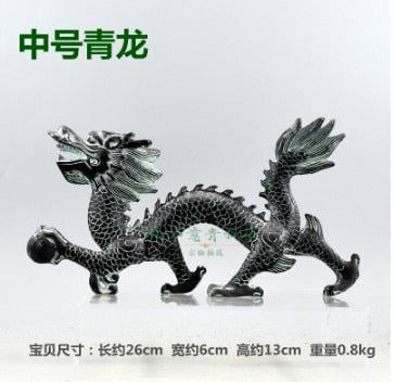 Dragón de bronce de Feng Shui, adornos de cuentas para atrapar, artesanía casera de la suerte, arte decorativo