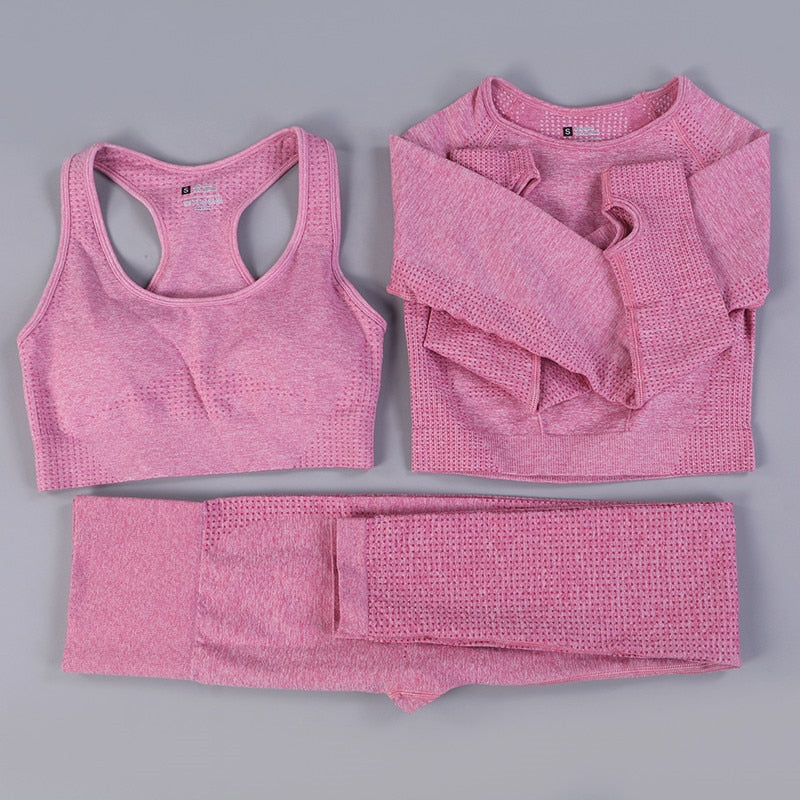 2020 conjunto de Yoga sin costuras para mujer, trajes deportivos para Fitness, ropa de gimnasio, camisas de manga larga para Yoga, mallas para correr de cintura alta, ropa de entrenamiento