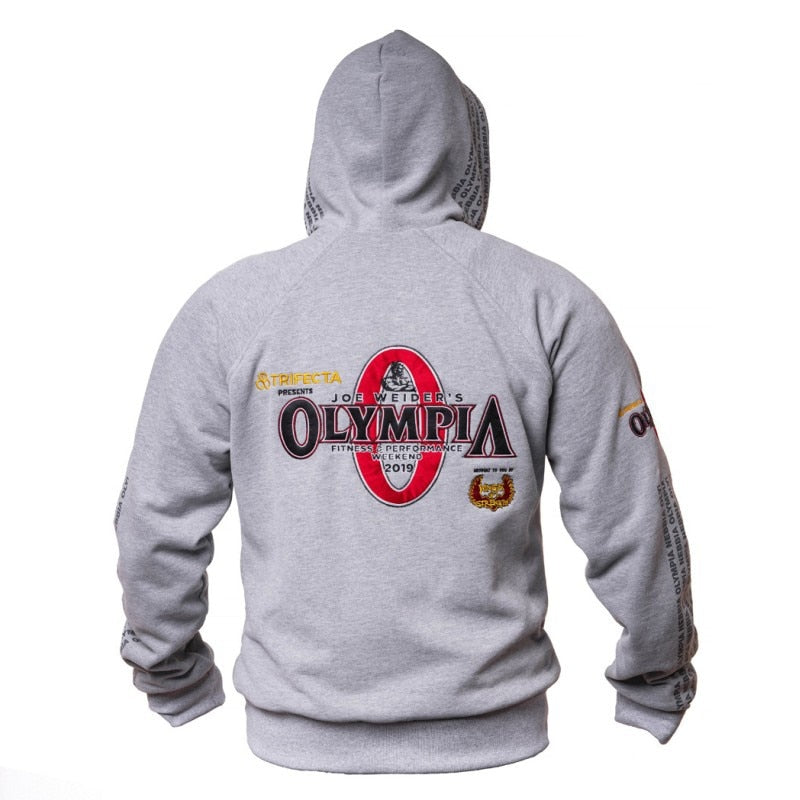 2019 New OLYMPIA Men Gyms Hoodies Fitness Bodybuilding Sweatshirt Zipper Sportswear Male Training Jacket With Hoodily Clothes