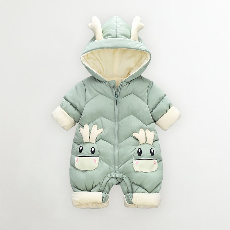 OLEKID 2022 Baby Winter Schneeanzug Plus Samt Dicker Baby Jungen Overall 0-2 Jahre Neugeborener Strampler Baby Mädchen Overalls Kleinkind Mantel