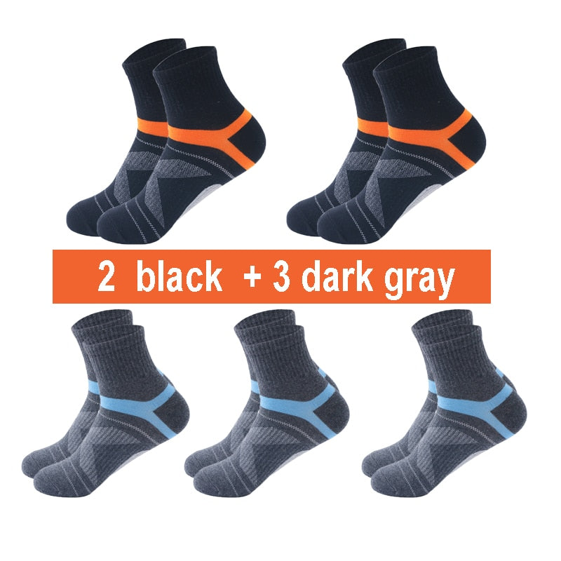 10 Uds = 5 pares de calcetines de algodón de alta calidad para hombre, calcetines deportivos transpirables informales para correr en invierno, calcetines deportivos a rayas EUR38-48