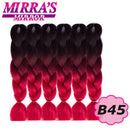 Trenzas Jumbo de 24 pulgadas, cabello sintético para caja trenzada, extensiones de cabello trenzado Ombre, tres tonos, negro, marrón, azul, rosa, espejo de Mirra