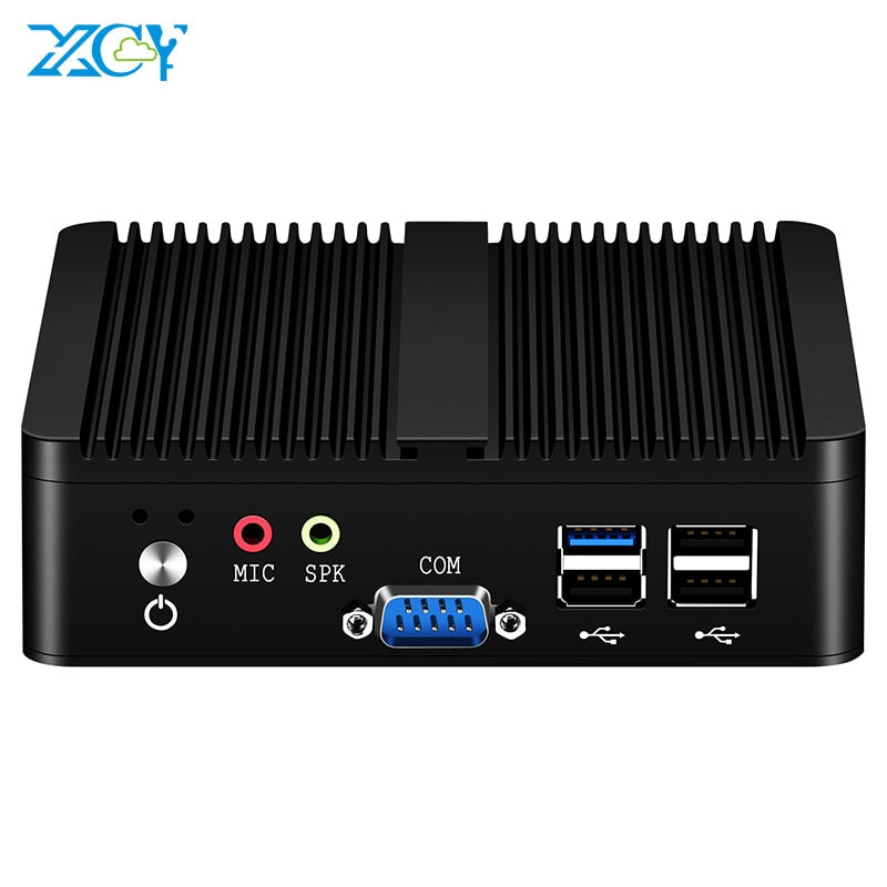 XCY Fanless Mini PC Intel Celeron J1900 Quad Cores Dual Ethernet RS232 Windows Linux HDMI VGA 4xUSB WiFi Industrial Computers