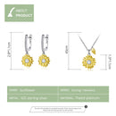 bamoer Silver Sunflower Jewelry Set 925 Sterling Silver Gold Color Lucky Necklace Earring Gift for Women Fashion Jewelry  ZHS222