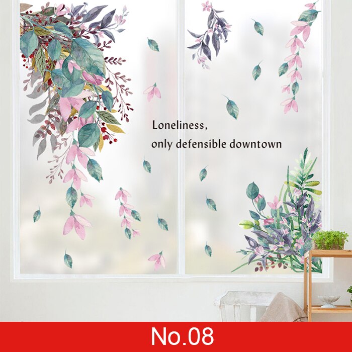 24 styles Plants Series Wall Stickers for Living room Bedroom Green Leaves Removable Wall Decals Vinyl DIY Eco-friendly Murals