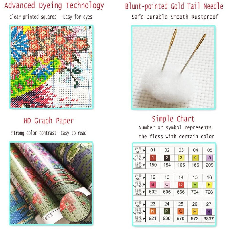 Kits de bordado de punto de cruz Meian 14CT lobo Animal algodón hilo pintura DIY costura DMC Año Nuevo decoración del hogar VS-0010