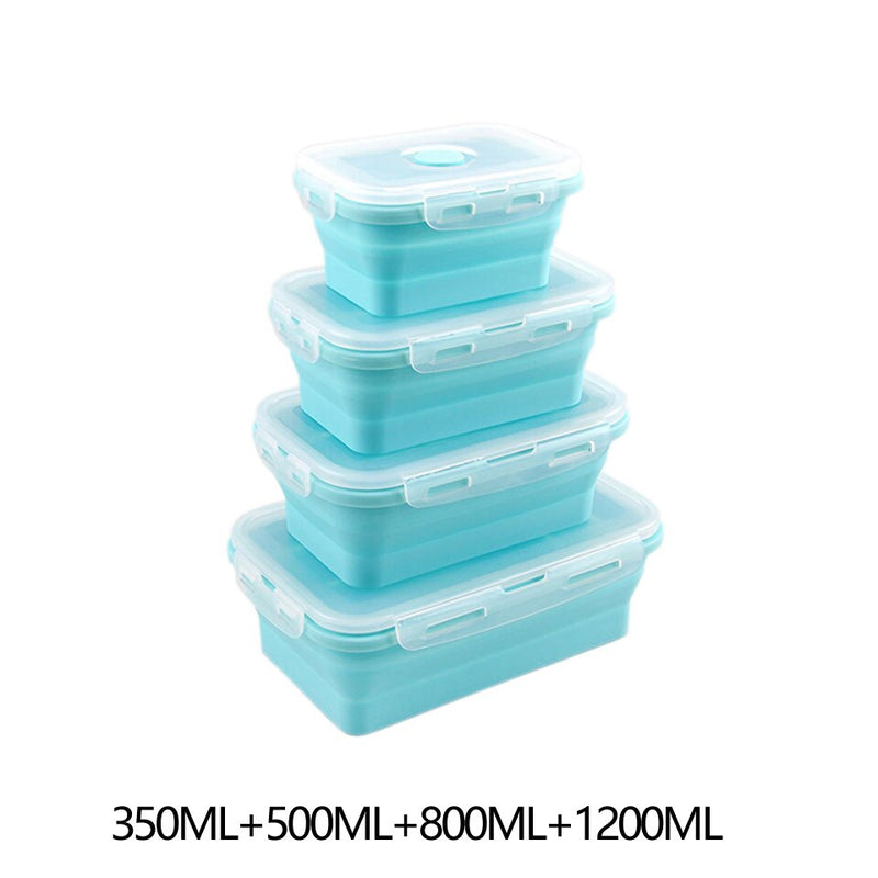 Food Storage Containers With Lids Silicone Collapsible BPA Free Lunch Fruit Salad Box Set reezer Microwavable