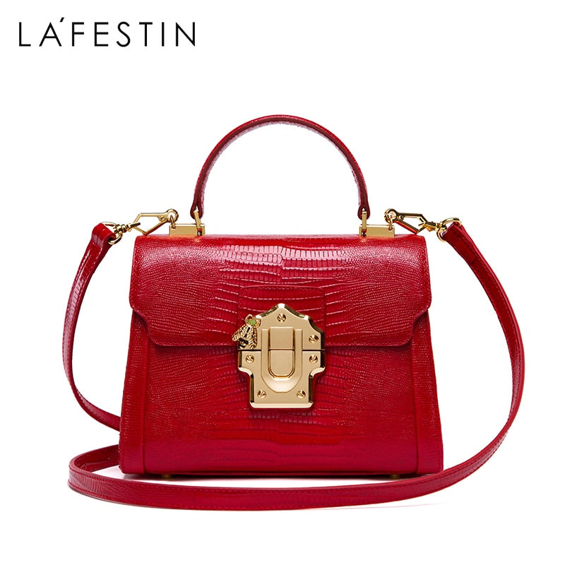 LA FESTIN diseñador Serpentine Lock bolso de cuero partido 2021 nueva moda mujer bolso de hombro de lujo famosa marca Bolsa Crossbody